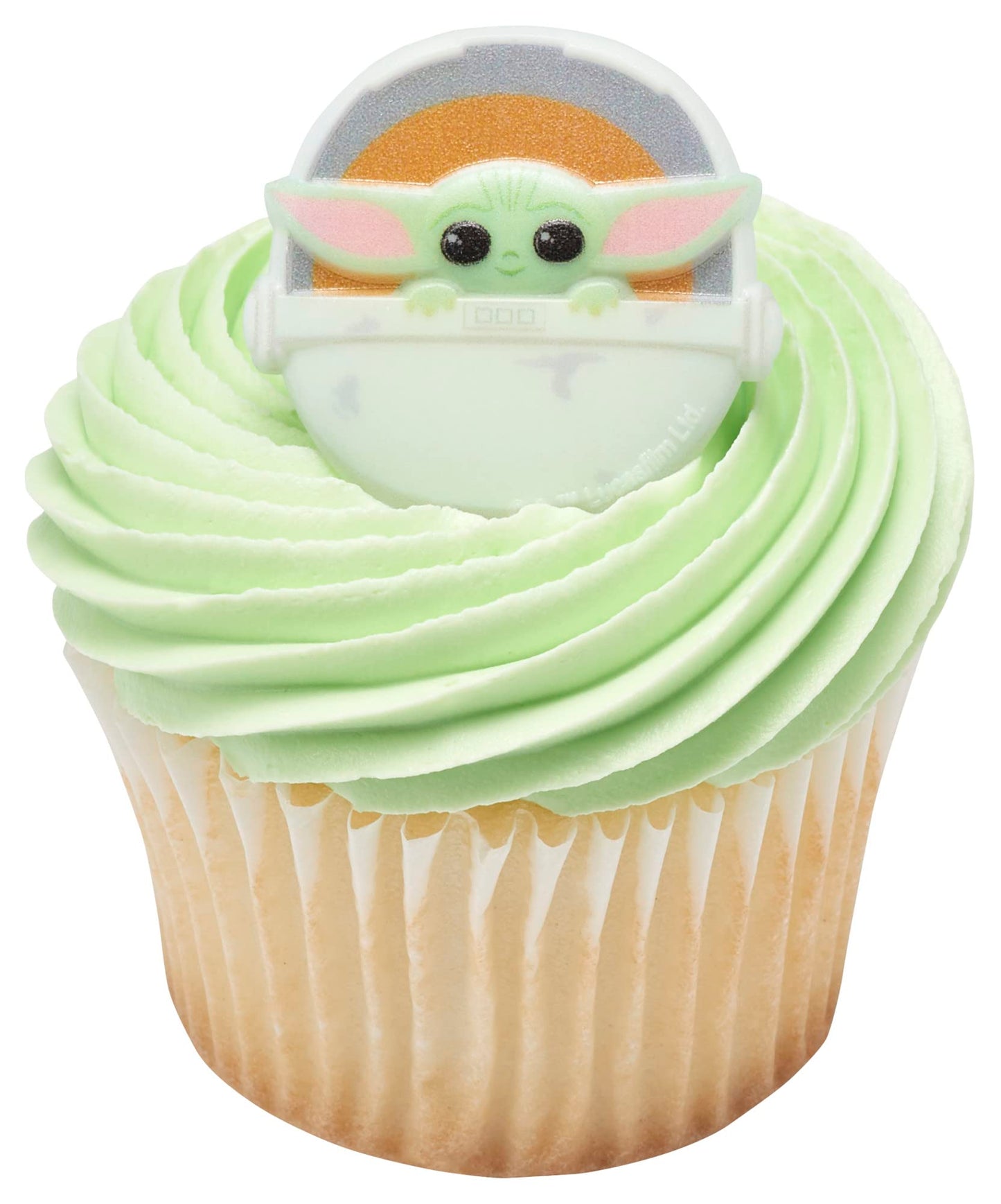 DECOPAC Star Wars The Mandalorian The Child Rings, Cupcake Decorations, Food Safe Cake Toppers - 24 Pack
