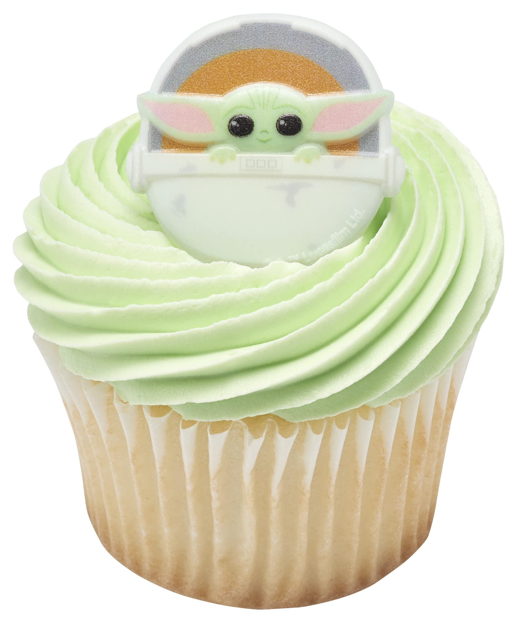 DECOPAC Star Wars The Mandalorian The Child Rings, Cupcake Decorations, Food Safe Cake Toppers - 24 Pack