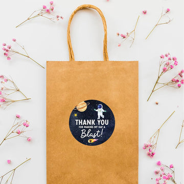 Andaz Press Kids Party Favor Thank You for Making My Day A Blast Stickers, 80-Pack 2-Inch Round Outer Space Birthday Stickers for Kids, Boys & Girls