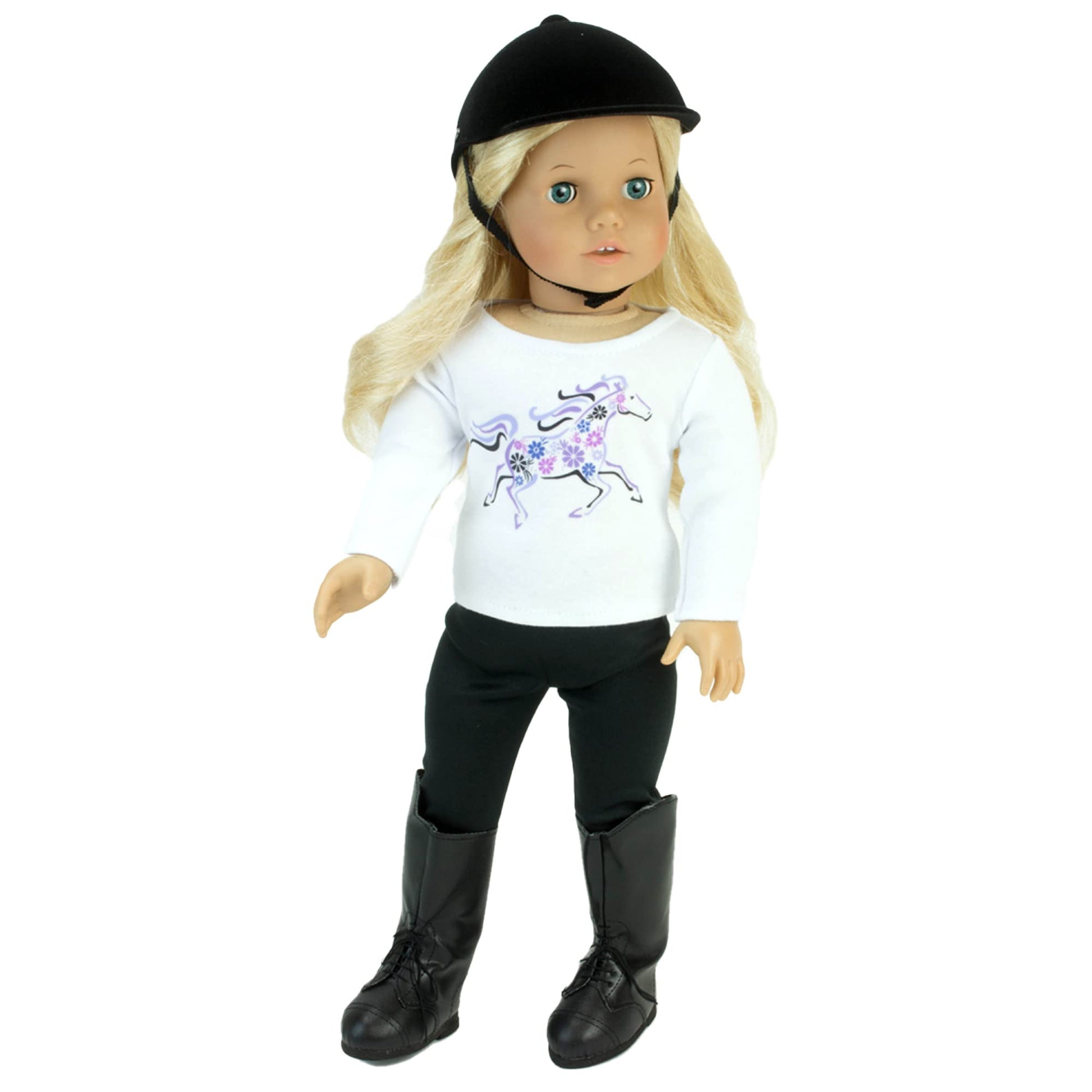 Sophia's 18" Doll Classic Black Hard Velvet Covered Riding Style Horse Riding Helmet