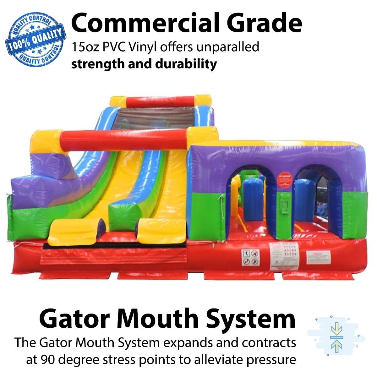 TentandTable Giant Inflatable Obstacle Course Rock Climb & Slide, Rainbow