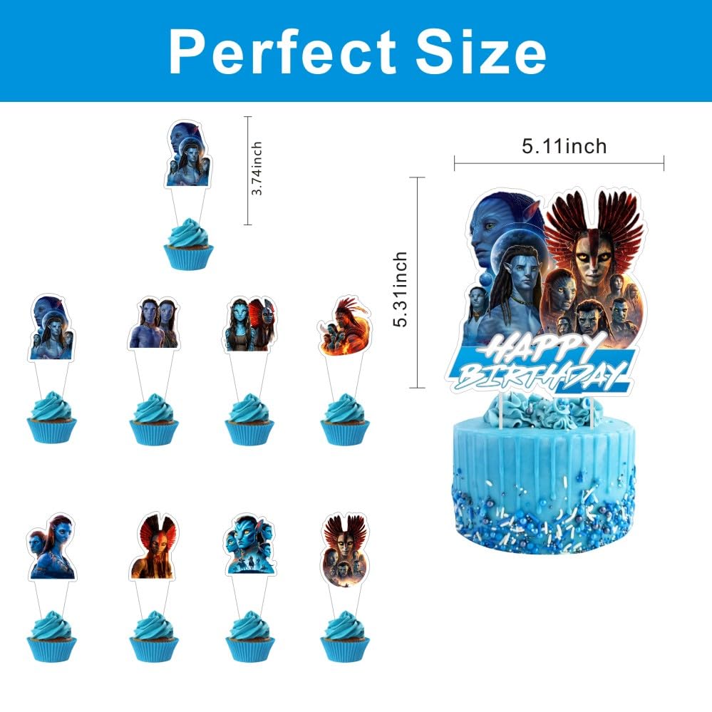 25Pcs Avatar Cake Decorations with 24pcs Cupcake Toppers, 1pcs Big Cake Topper for Avatar Birthday Party Supplies
