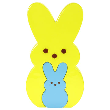 Animal Adventure | Peeps | 9” Collectible Yellow and Blue Wooden Nesting Bunnies