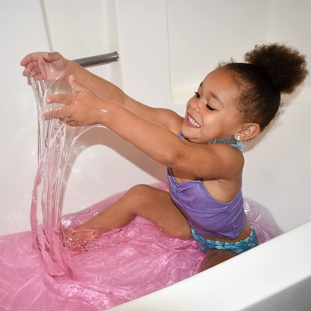 ZIMPLI - Glitter Slime Baff Pink with Inflatable Unicorn, 1 Bath or 4 Play Uses, Magically Turns Water into Thick, Colourful Slime, Fantasy Toys