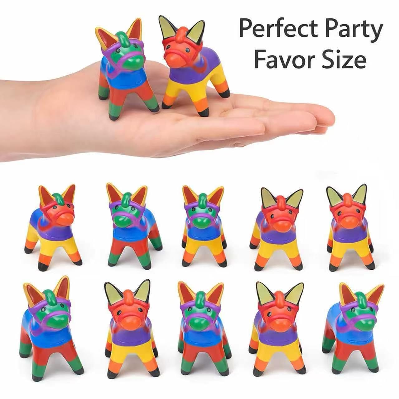 GiftExpress Fiesta Donkey Figurines, 12 Pack Mini Vinyl Rubber Donkey Ducks Toys, 3 Inch Table Decorations & Party Favors for Cinco de Mayo, Taco