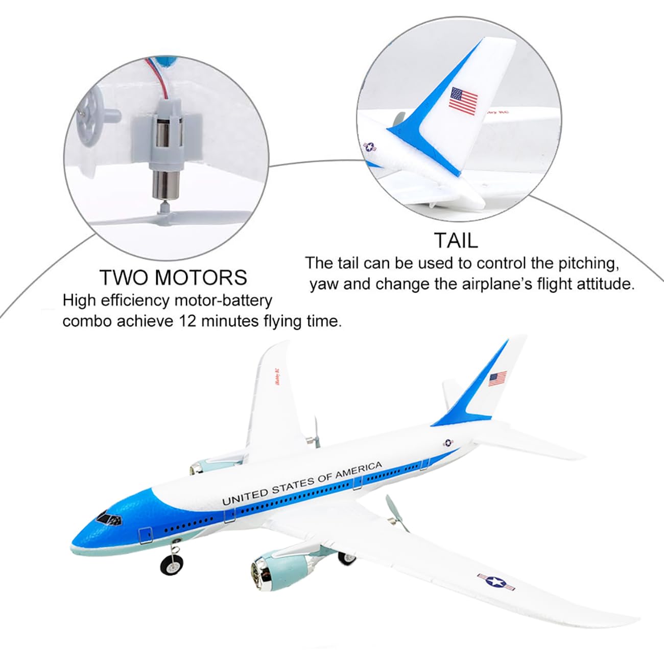OTTCCTOY RTF RC Plane, 3CH Remote Control 787 dreamliner Airplane Indoor Outdoor 2.4GHz Radio Control Aircraft for Kids Boys Beginner
