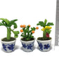 3pc Miniature Flower Clay Dollhouse Fairy Garden Mini Plant Trees Ceramic Paint Furniture Bundles Artificial Flowers Tiny Orchid #094