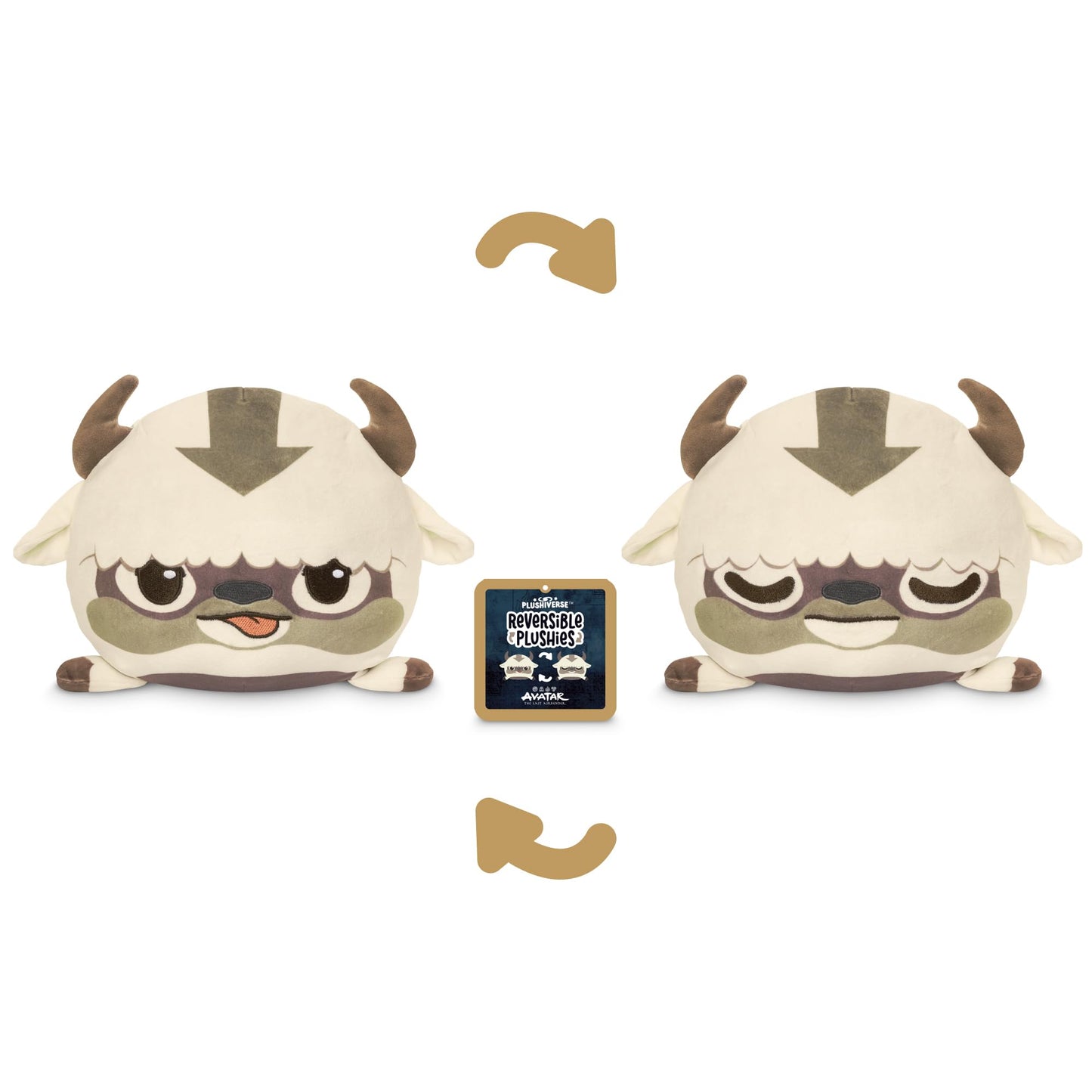 TeeTurtle Reversible Avatar: The Last Air-Bender Appa 6-Inch Two-Sided Flip Plush Toy with Embroidered Details - Cute Mini Collectible Plush for Kids