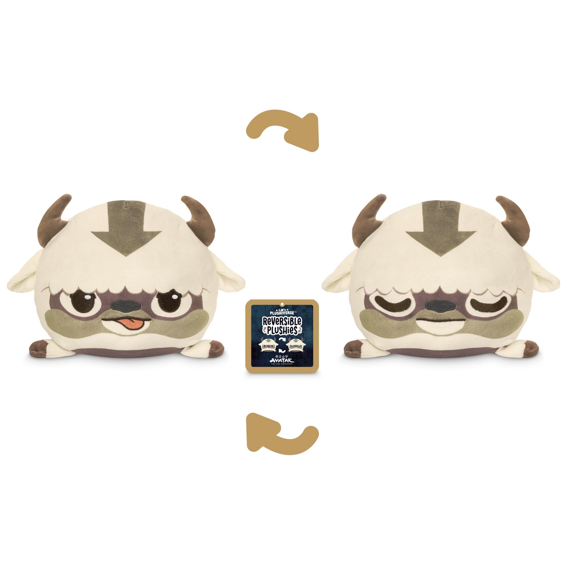 TeeTurtle Reversible Avatar: The Last Air-Bender Appa 6-Inch Two-Sided Flip Plush Toy with Embroidered Details - Cute Mini Collectible Plush for Kids