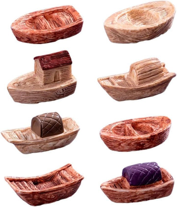Jowxsx 8Pcs Miniature Boats Figurines Ornaments for Garden Landscape Plant Pots Decors, Dollhouse Accessories