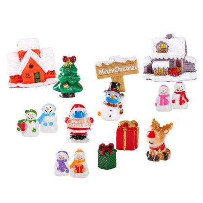 Kayzyue Miniature Christmas Ornaments Figurines Mini Resin Fairy Ornaments Kit for DIY Crafts Dollhouse Home Decor Snow Globe (15 Pcs Miniature)