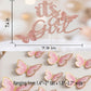 Double Sided Glitter “It’s a Girl” Cake Topper Set, Assembled Rose Gold Cake Topper for Baby Shower with 20 Pink Butterflies Cupcake Toppers, Party
