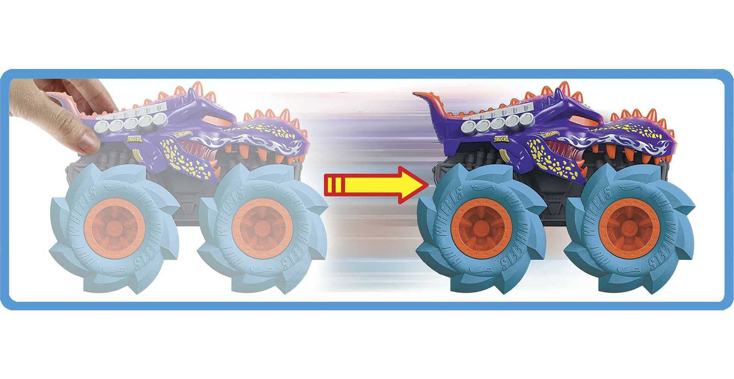Hot Wheels Monster Trucks Twisted Tredz Creature Themed 1:43 Scale Flywheel Friction Motor Assorted Stylized Giant Wheels Power over Terrain