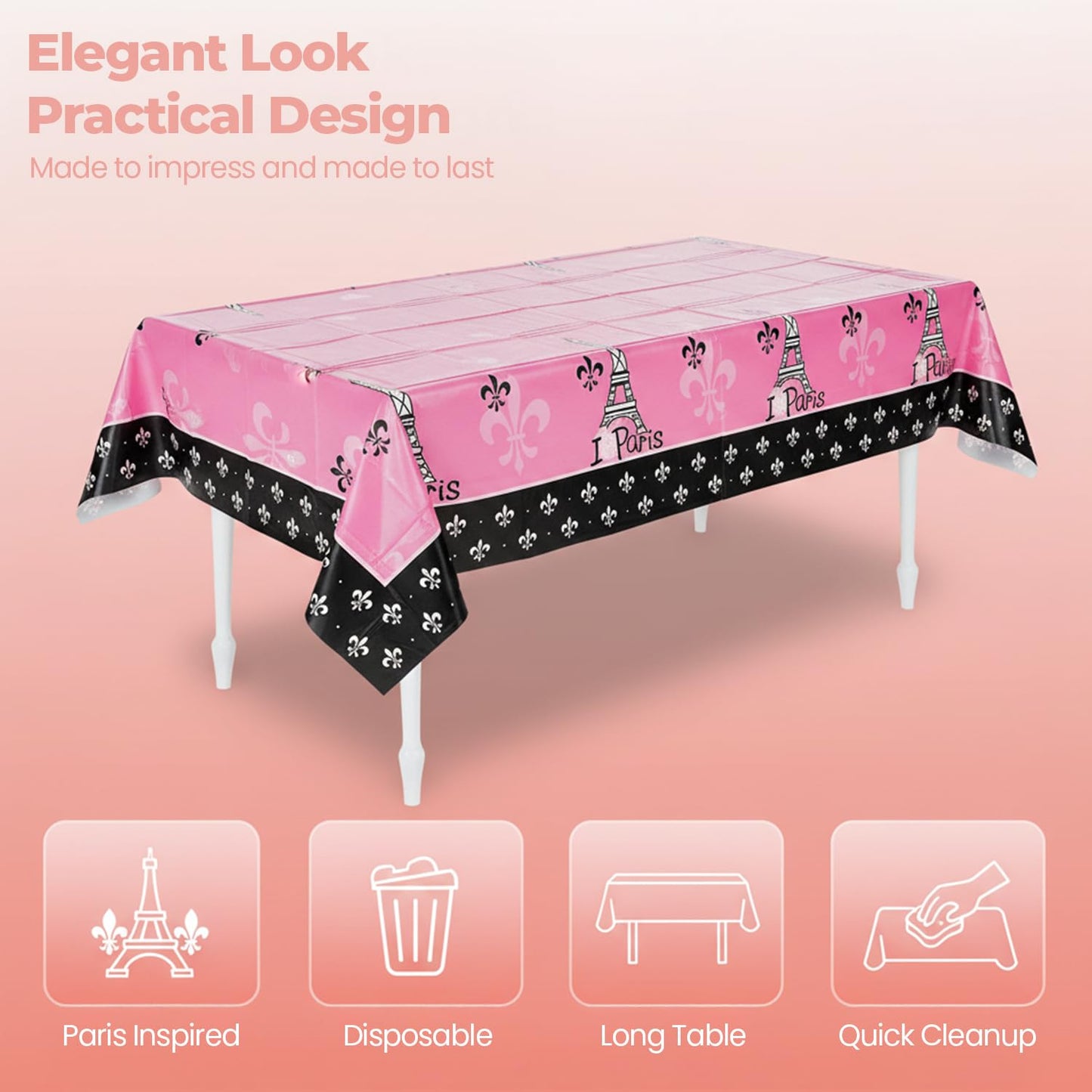 Fun Express Perfectly Paris TABLECOVER - Party Supplies - 1 Piece