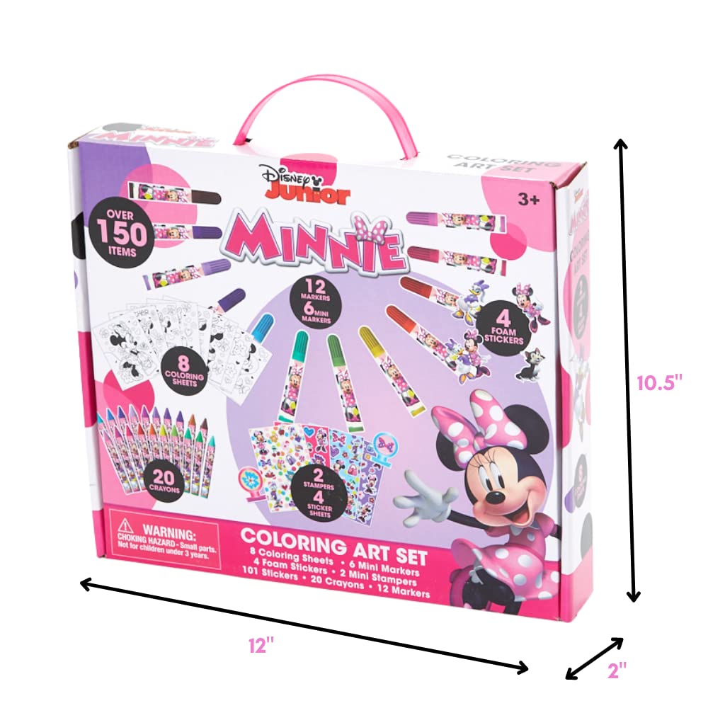 Disney Minnie Mouse Coloring Art Set for Kids with Stickers and Stampers, 150+ Pieces