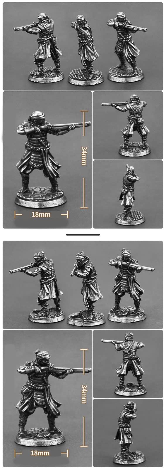 Alloy Samurai Model, Ancient Mini Warrior Model Toy, Japanese Style Table Games and Chess Decoration Military Manual, DIY Alloy Samurai Doll (Gunner