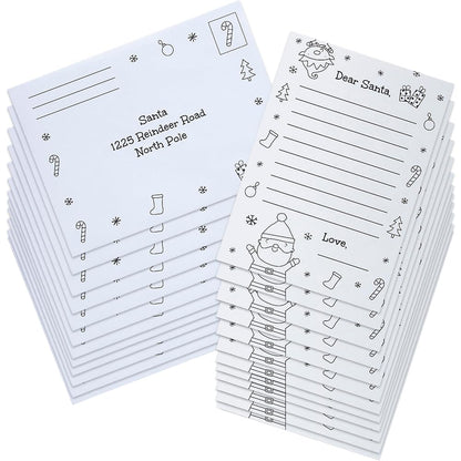 DIY Letters to Santa with Envelopes - Color Your Own 12 letters and 12 envelopes - Christmas Crafts and Activities for Kids