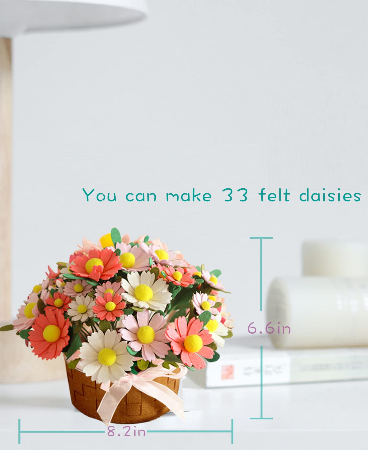 DIY Felt Flower Art Craft Kit, DIY Felt Daisy Bouquet Kit,Floral Gifts,Beginner Craft Kit,Arrange Pre-Cut Felt Flowers and Foliage