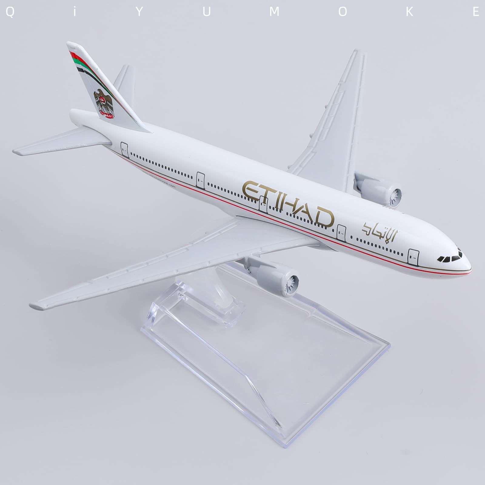 QIYUMOKE 1/400 Compatible for UAE Boeing 777 Diecast Model Airplane with Display Stand, 6-Inch Metal Airliner Model for Aviation Collectors, Desktop