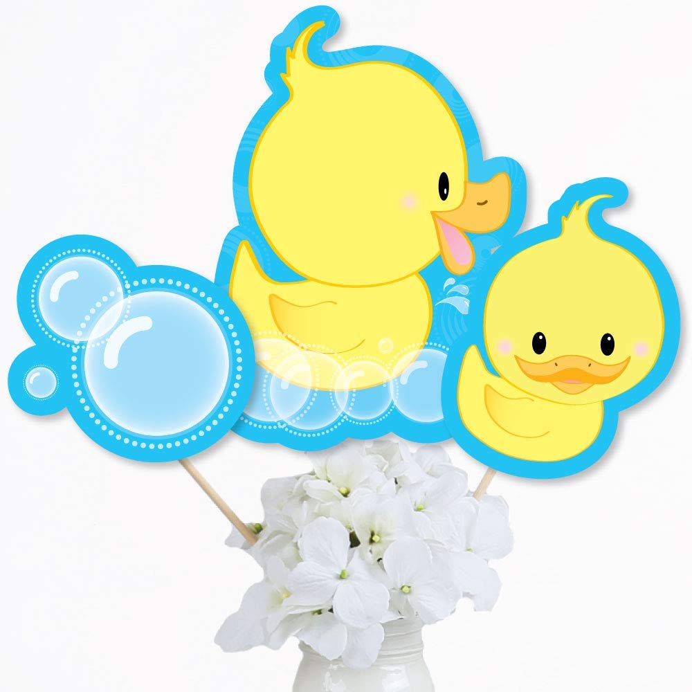 Big Dot of Happiness Ducky Duck - Baby Shower or Birthday Party Centerpiece Sticks - Table Toppers - Set of 15
