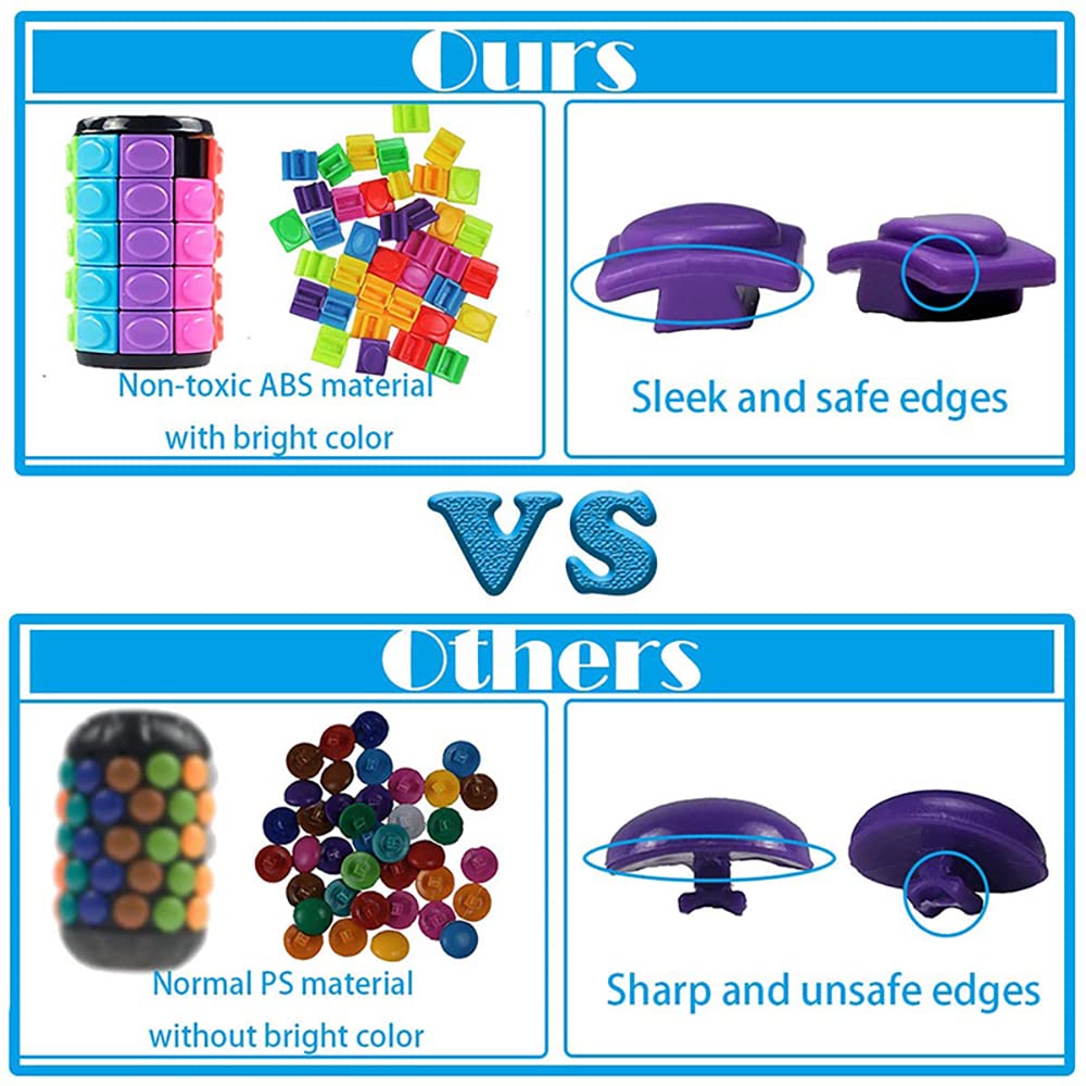 Magic 3D Puzzle Cube Rainbow Fidget Toy 5 Layers Rotate Slide Cylinder Game