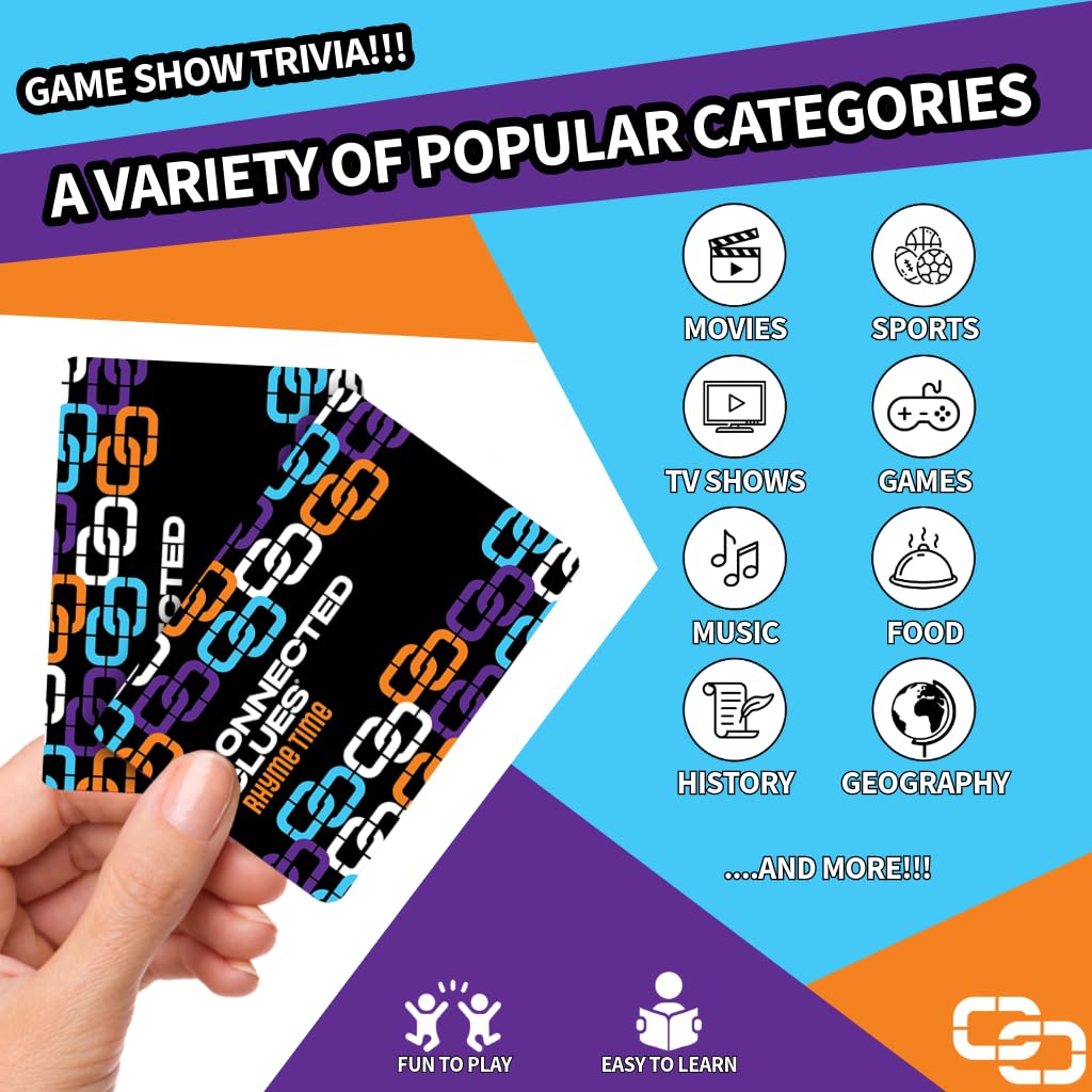 Connected Clues Rhyme Time - A Party Game for Clever Friends | Phrase Guessing Fun Based on The Popular Game Show Category | Play Standalone or Mix
