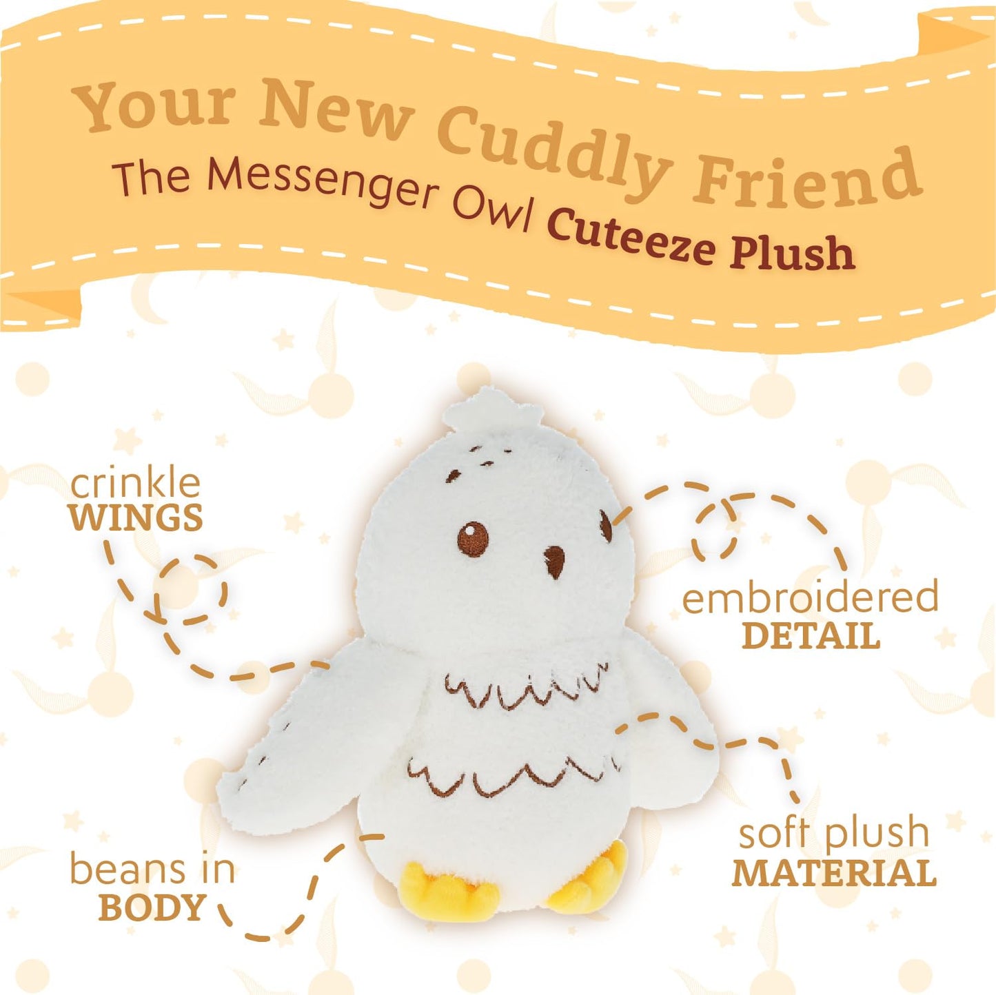 Kids Preferred Harry Potter Cuteeze Hedwig Owl Stuffed Animal Plush Toys Soft Cuddle Plushie Gifts for Baby and Toddler Boys and Girls - 12 Inches