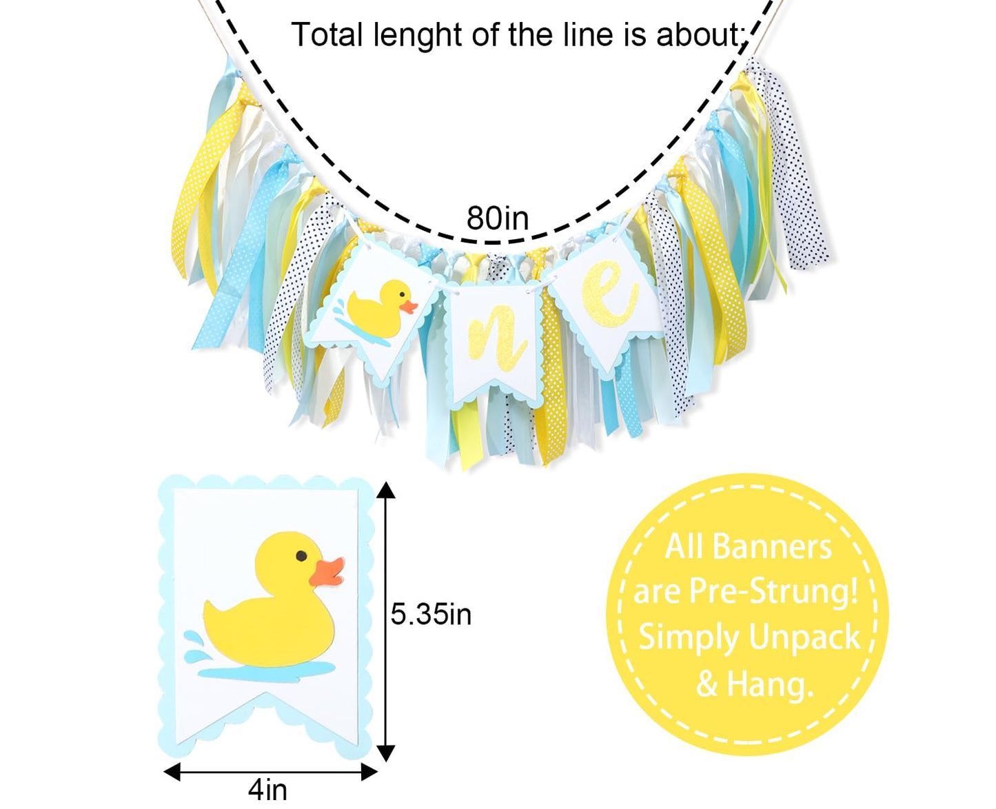 Rubber Ducky High Chair Banner - Rubber Duck Decoration, Boys Birthday Banner, Light Blue Summer Birthday Decor
