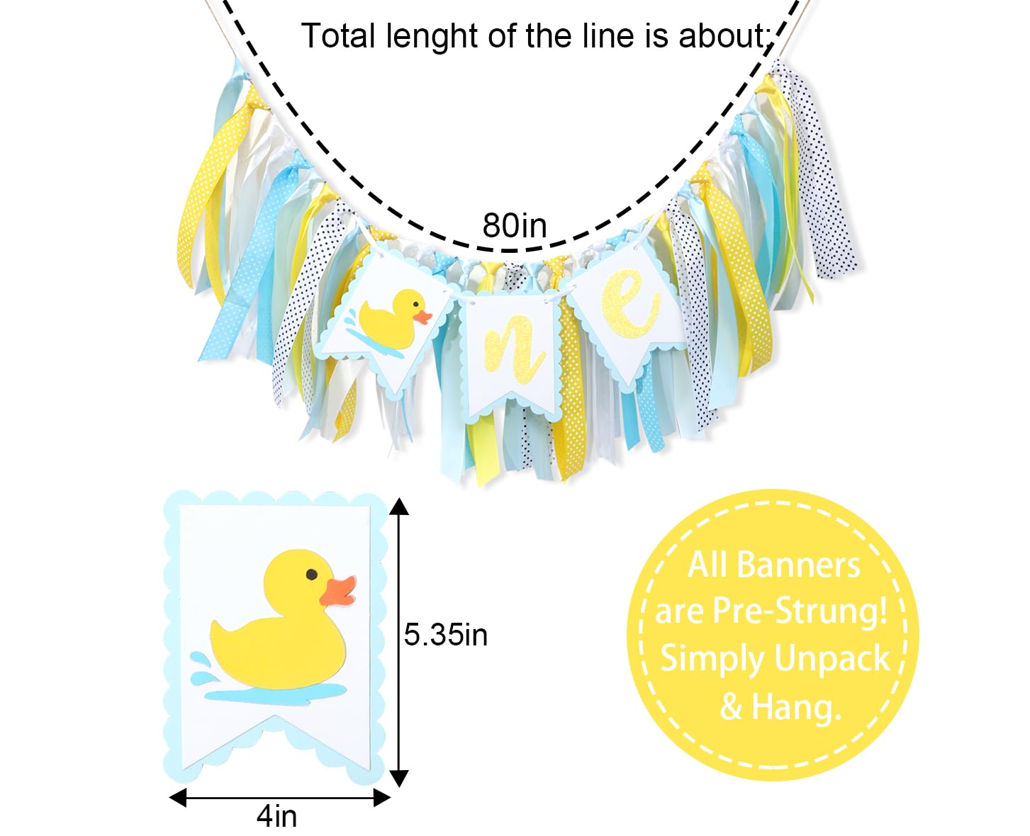 Rubber Ducky High Chair Banner - Rubber Duck Decoration, Boys Birthday Banner, Light Blue Summer Birthday Decor