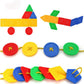 STUDY 70 Pcs Button Puzzle Toy, Button Lacing Toy, Big Buttons Threading Toy, Plastic Assorted Bright Buttons Toy