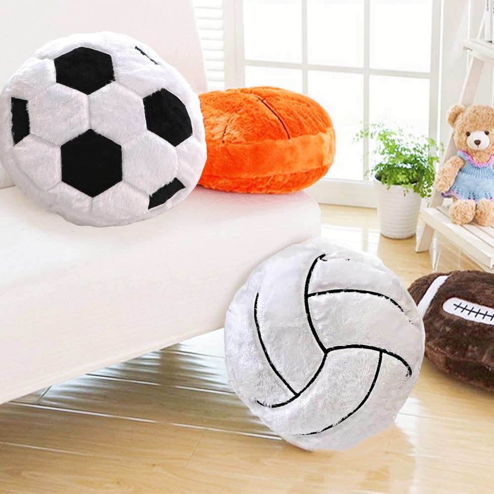XIYUAN 2Pcs Soccer Plush Pillow 14" White Football Stuffed Toys Soft Durable Sports Plush Toys for Home Decor Sofa Cushion Kids Boy Girls Children