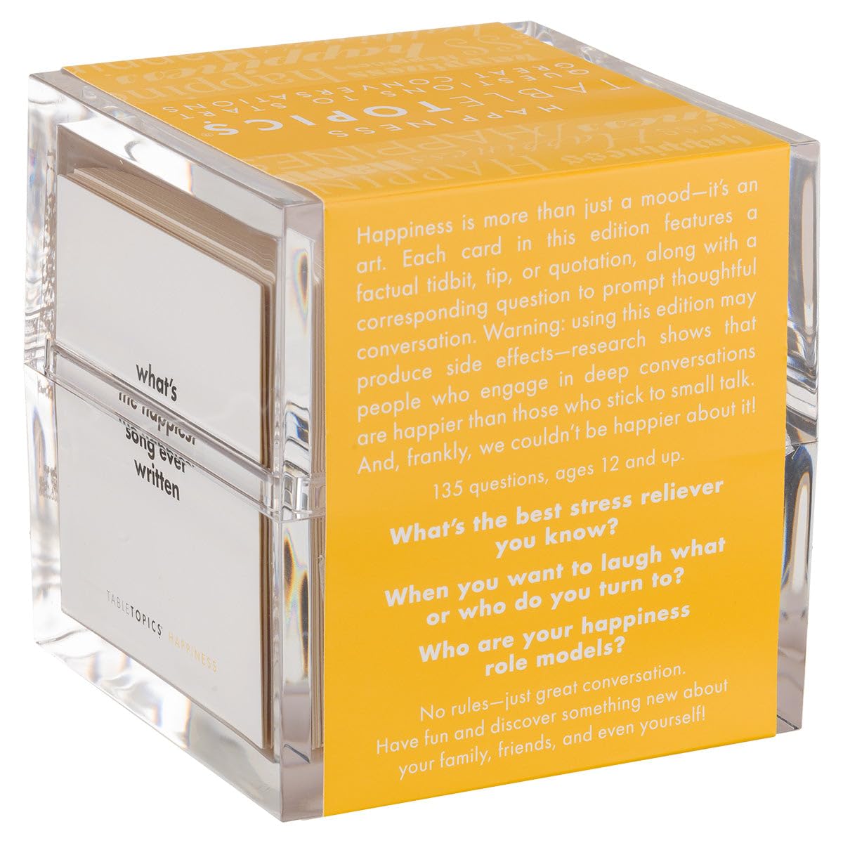 TableTopics Happiness Question Card Game - 135 Conversation Starter Cards with Tips, Ideas, & Quotes to Spark Meaningful Discussions with Adults at