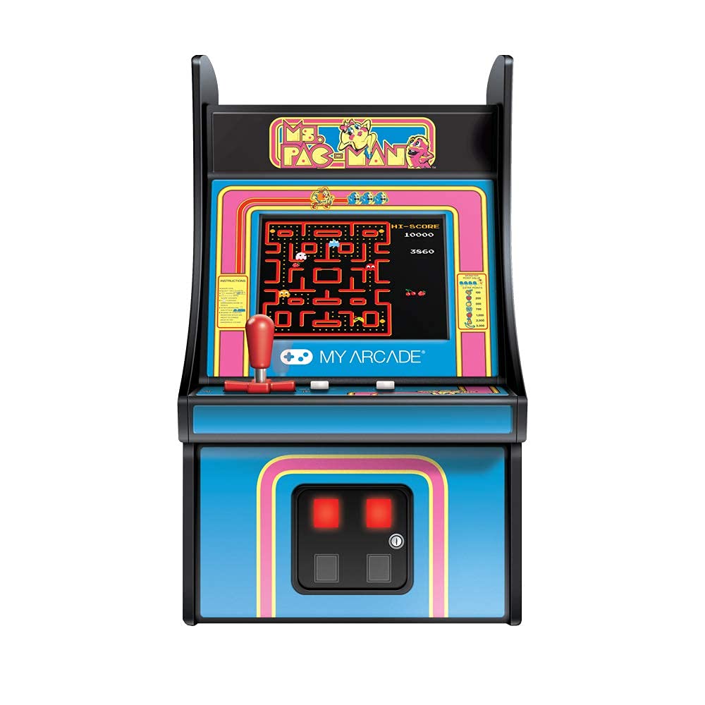 My Arcade Micro Player Mini Arcade: Ms. Pac-Man Video Game, Fully Playable, 6.75 Inch Collectible, Color Display, Speaker, Volume Buttons, Headphone