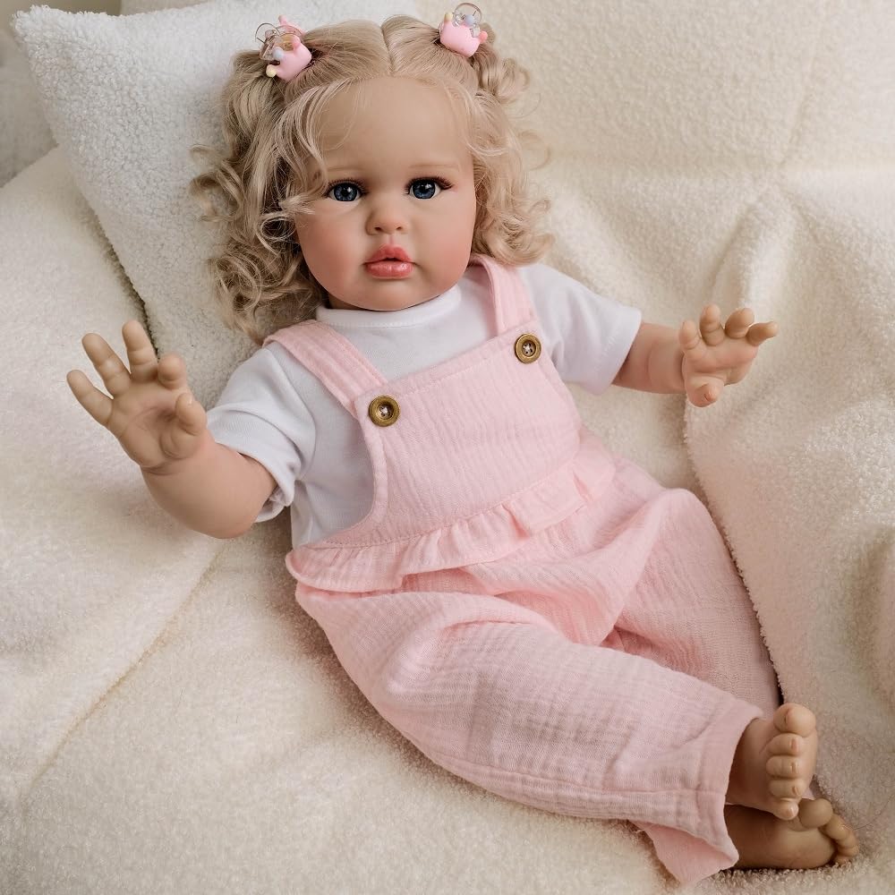 scnbom 24inch Reborn Baby Dolls Girls Silicone Babies Lifelike Newborn Toddler Eyes Open Realistic boy That Look Real