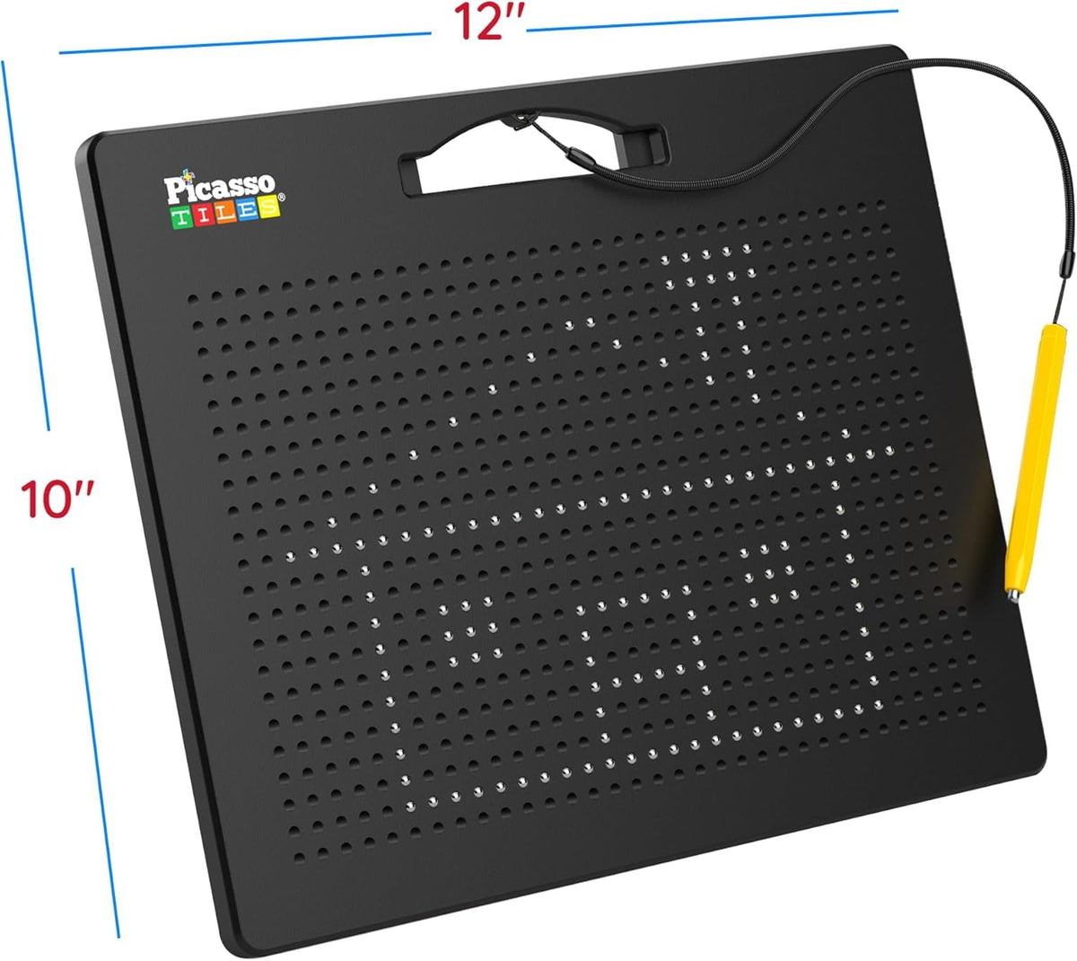 PicassoTiles Magnetic Drawing Board 748 Beads Pad Large 12x10 Inch STEM Writing Toy Reusable Erasable Educational Tablet for Toddlers Kids Age 3 Plus