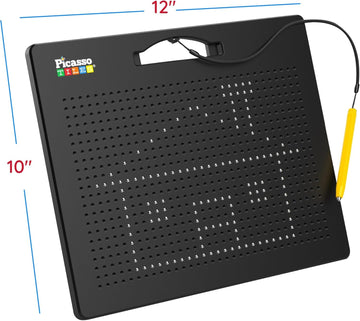 PicassoTiles Magnetic Drawing Board 748 Beads Pad Large 12x10 Inch STEM Writing Toy Reusable Erasable Educational Tablet for Toddlers Kids Age 3 Plus