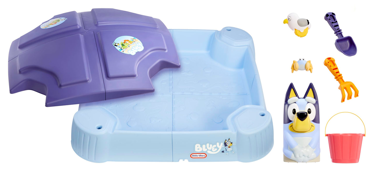 Little Tikes Bluey Beach Day Sand Box with 6 Accessories, Bluey Active Play, for Boys and Girls Ages 1-6 Years