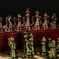Agirlgle Retro Metal Chess Set with Folding Wooden Chess Board and Classic Handmade Standard Pieces Metal Chess Set for Kids Adult