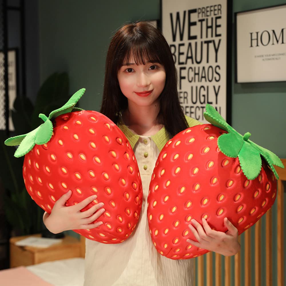 XIYUAN Strawberry Plush Toy 20 Inch Fruit Pillow Children's Stuffed Cushion Super Soft for Boys and Girls Room Decoration Gift