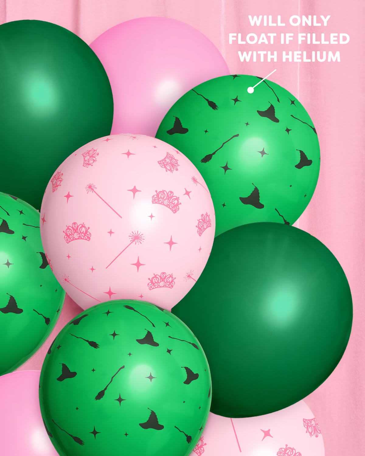 xo, Fetti Pink + Green Witch Latex Balloons - 24 pk, 12" | Birthday Decorations, Wizard Decor, Bachelorette Supplies, Girls Party Favor