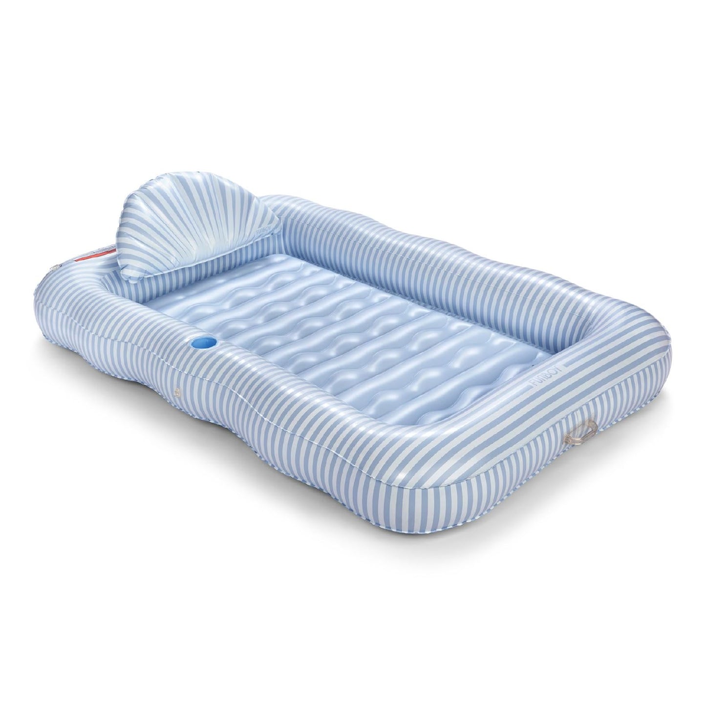 FUNBOY XL Blue Stripe Tanning Pool Float with Pillow & Cup Holder