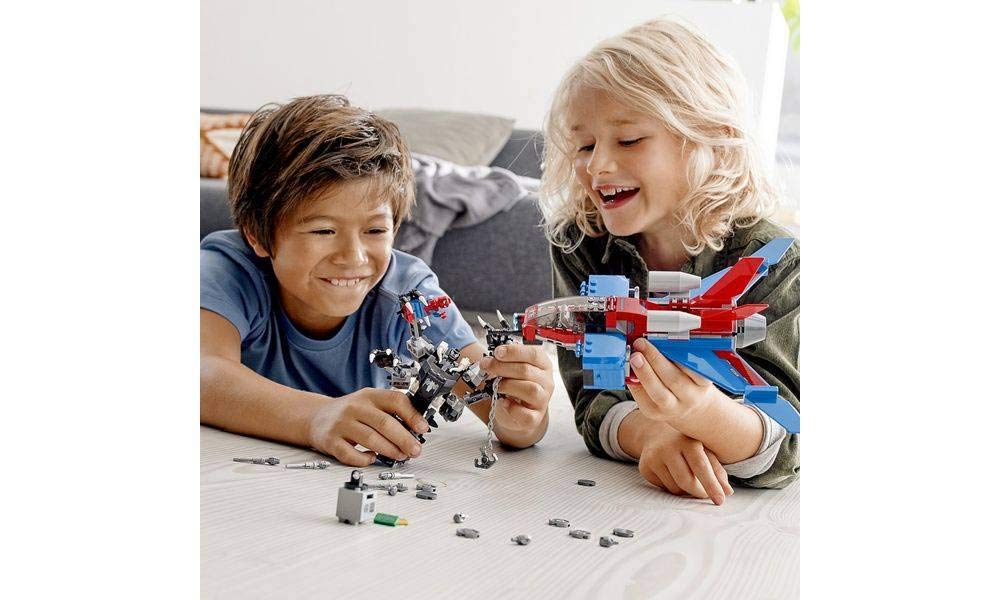 LEGO Marvel Spider-Man Spider-Jet vs Venom Mech 76150 Superhero Gift for Kids with Minifigures, Mech and Plane (371 Pieces)
