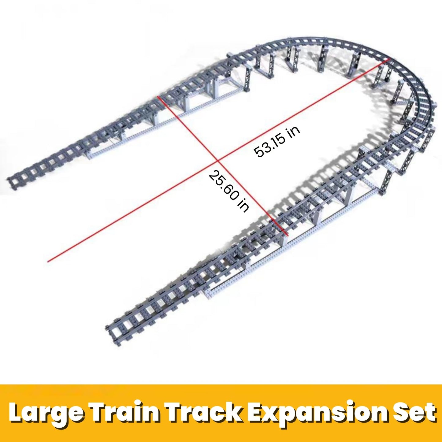 Finger Rock City Train Tracks Building Block Set, 212 Pcs Flexible Rails Train Track Railroad Expansion Accessory Set, Uphill and Downhill, Straight
