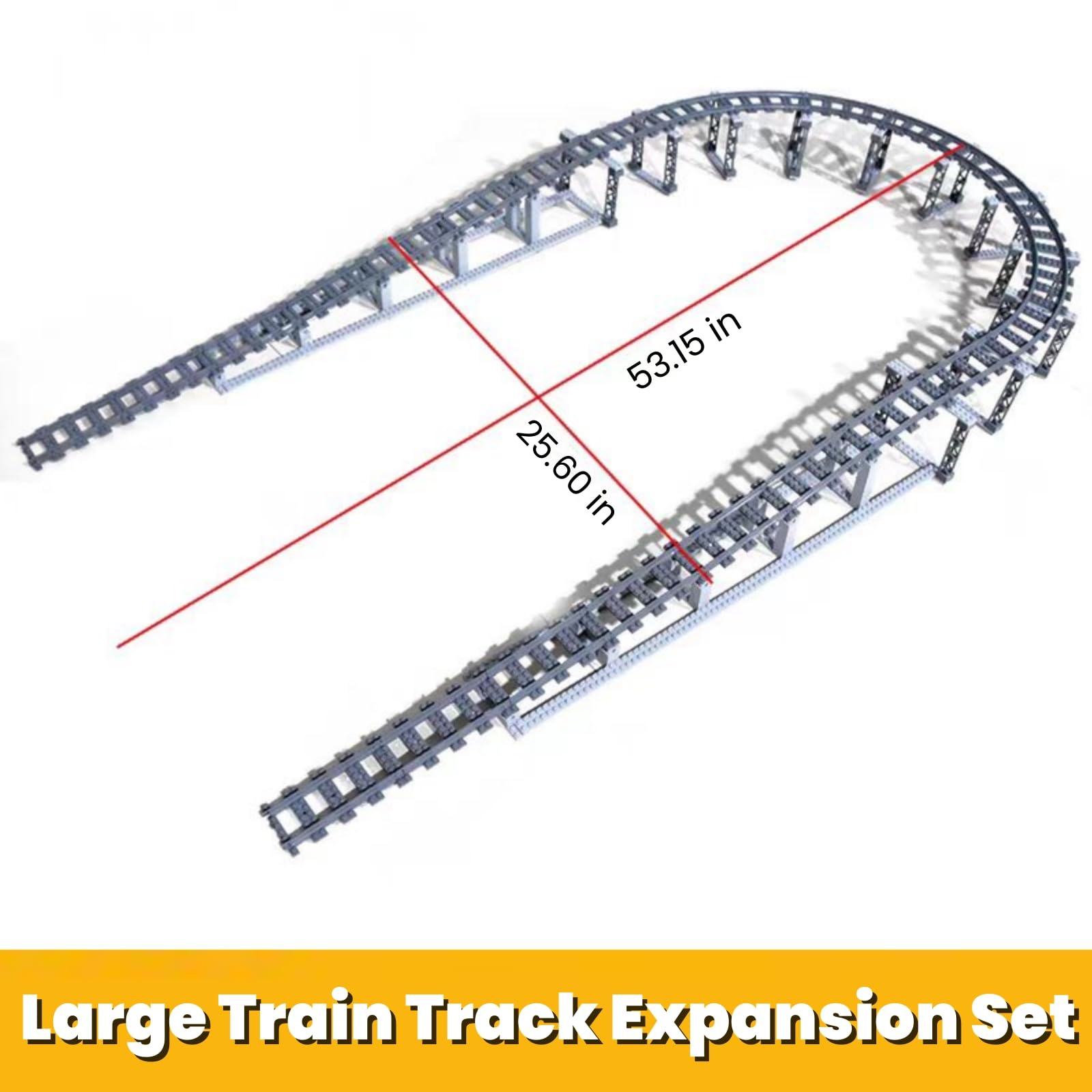 Finger Rock City Train Tracks Building Block Set, 212 Pcs Flexible Rails Train Track Railroad Expansion Accessory Set, Uphill and Downhill, Straight