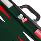 18" Leatherette Backgammon Set - Inlaid Velvet Field - Black/Green Board