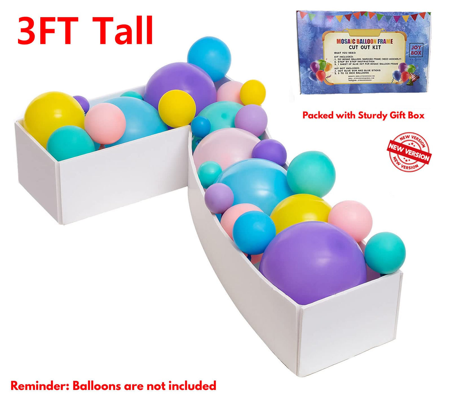 3FT Mosaic Balloon Frame Number 7 Pre-Cut Kit Foam Board DIY Craft Kit for Birthday Decoration