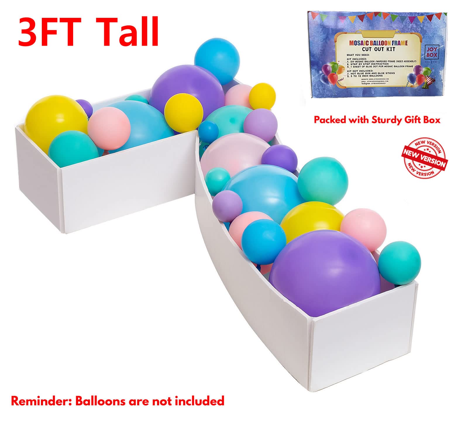 3FT Mosaic Balloon Frame Number 7 Pre-Cut Kit Foam Board DIY Craft Kit for Birthday Decoration