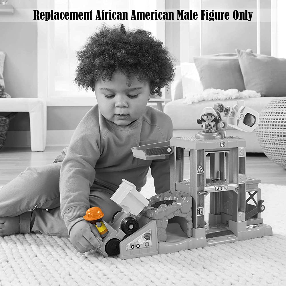 Fisher-Price Replacement African-American Male Figure Little People Load Up and Learn Construction Site - GWD30, Orange, Yellow, Brown