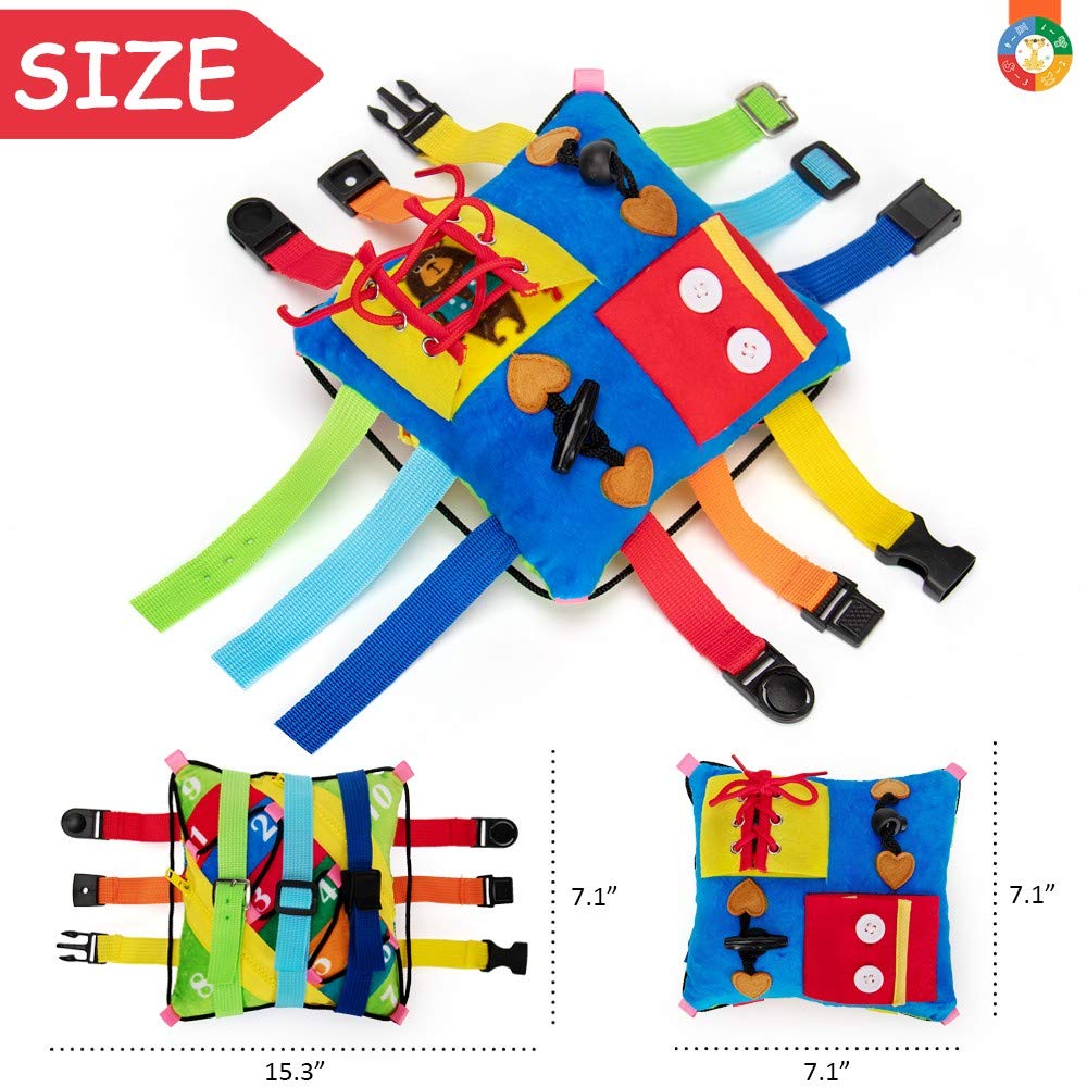teytoy Sensory Buckle Pillow Toys for Toddlers,Travel Toys for Toddlers 1-3 Learning Fine Motor Skill & Problem Solving,Montessori Sensory Fidgets
