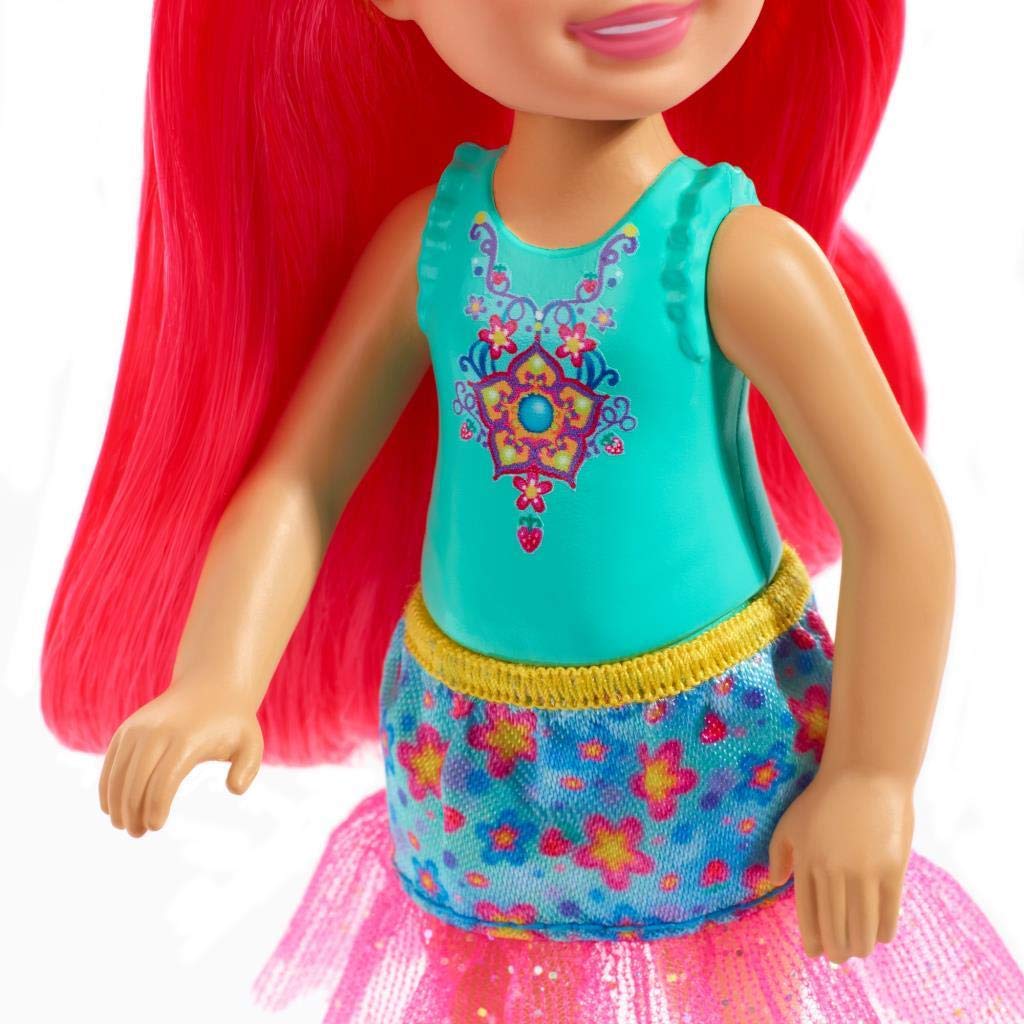 Barbie Dreamtopia Chelsea Sprite Doll, 7-inch, with Pink Hair Wearing Fashion and Accessories, Multi (GJJ97)